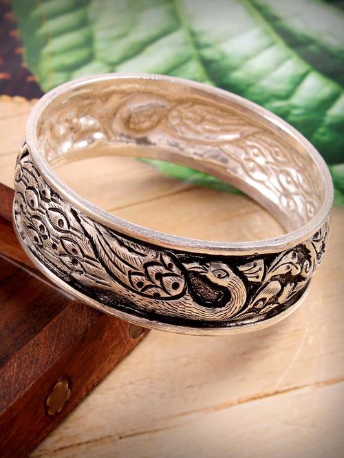 silver peacock & embellished chitai bangle - 17895932 - Standard Image - 0