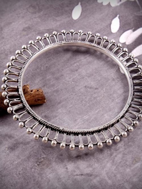 silver circle design bangle - 17895934 - Standard Image - 0