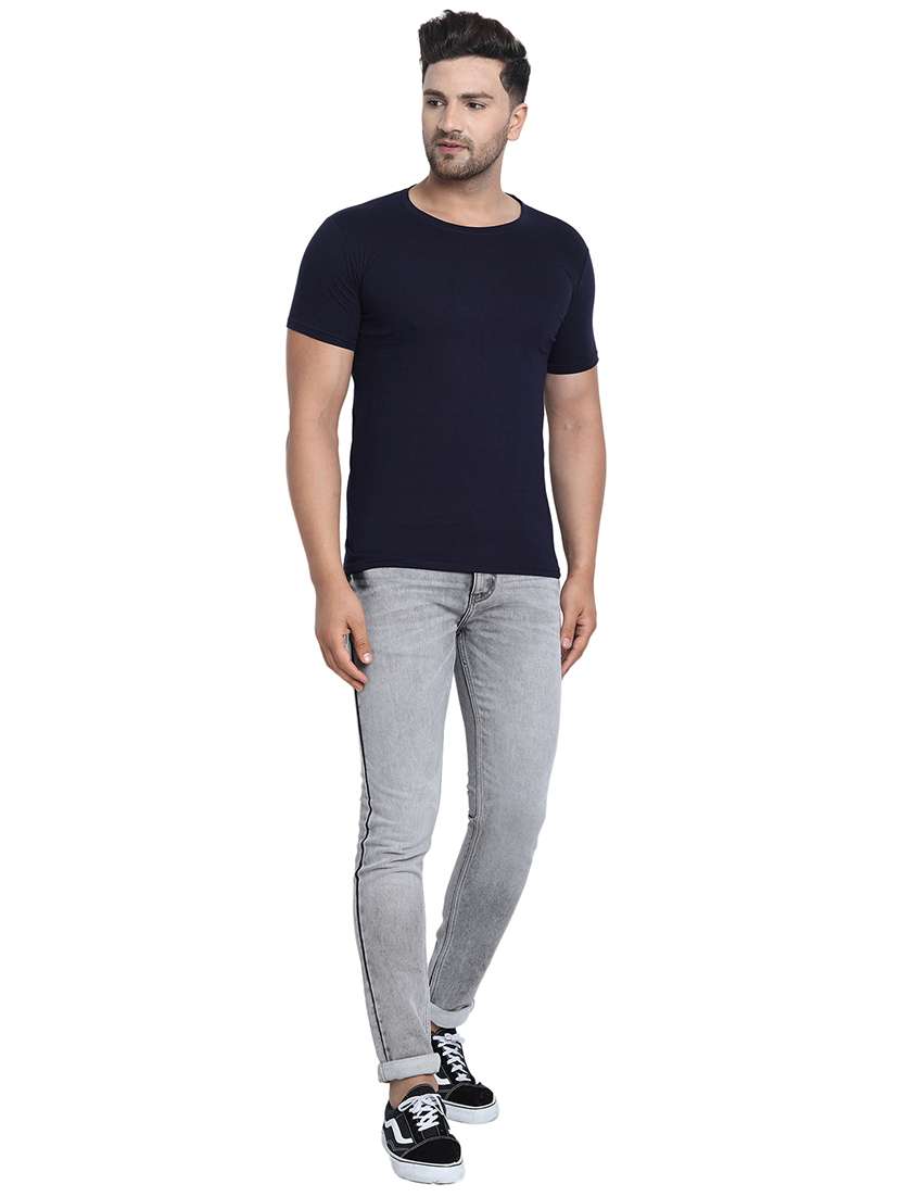 navy blue solid t-shirt  - 17896060 -  Standard Image - 3