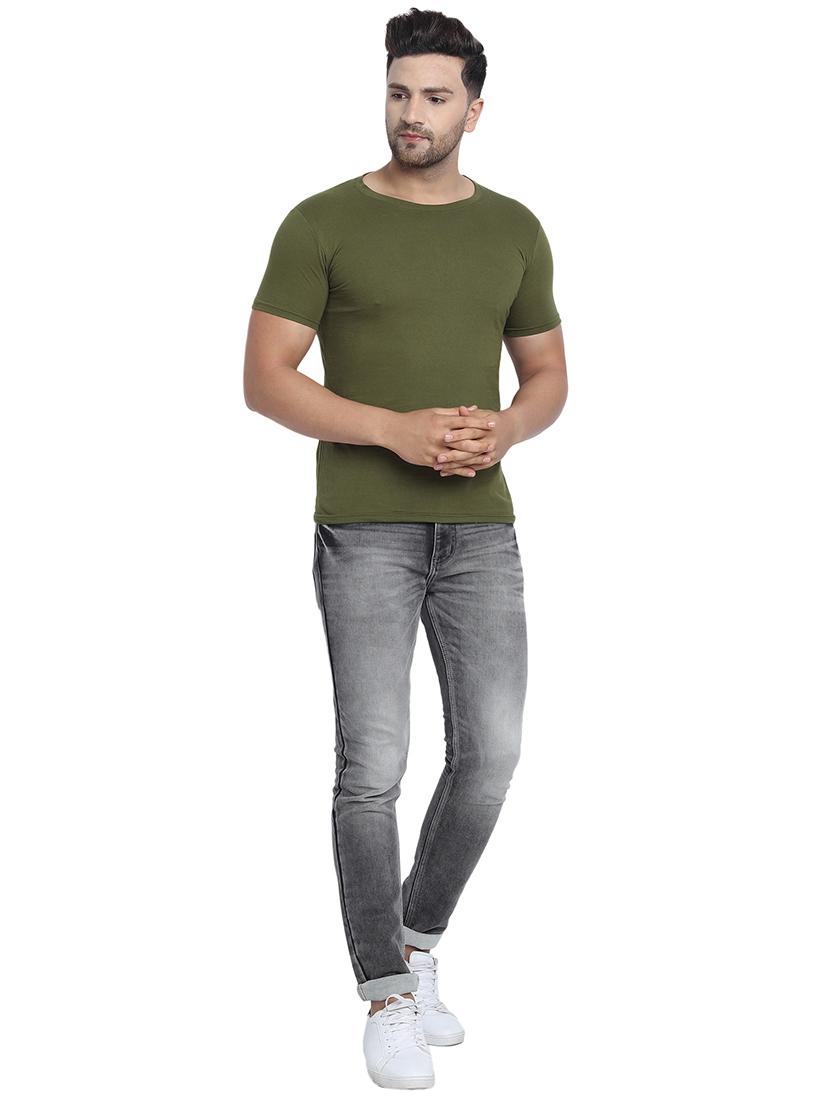 olive green solid t-shirt - 17896061 - Standard Image - 3