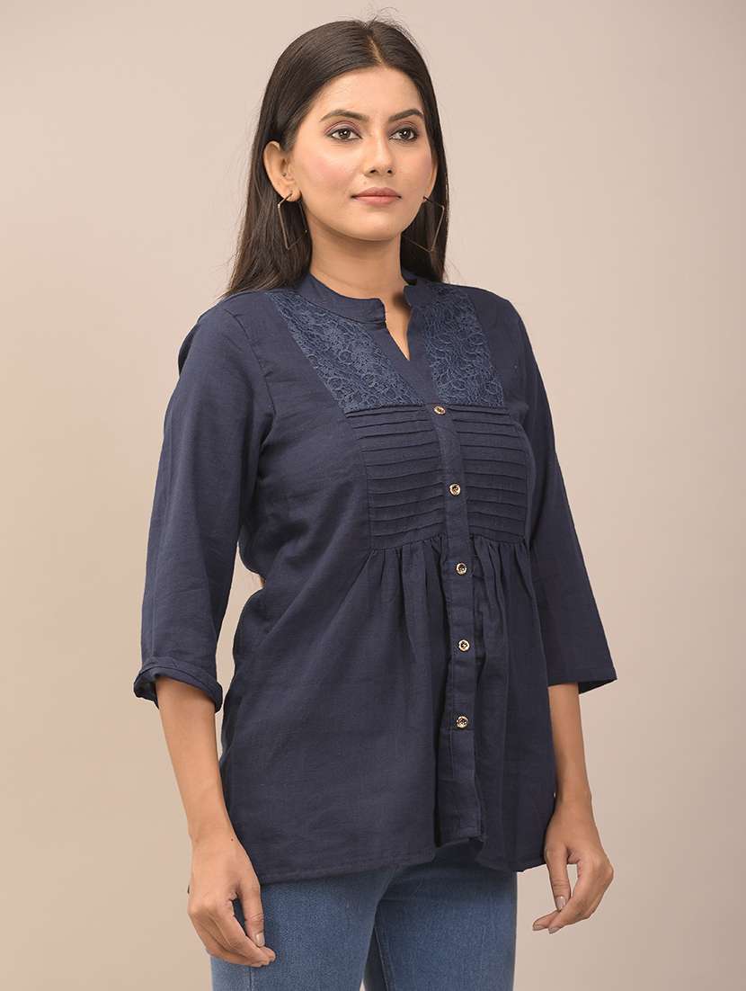 mandarin neck solid top 