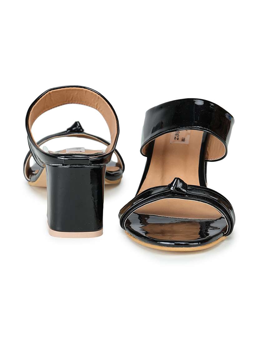 black synthetic slip on sandals - 17896544 -  Standard Image - 3