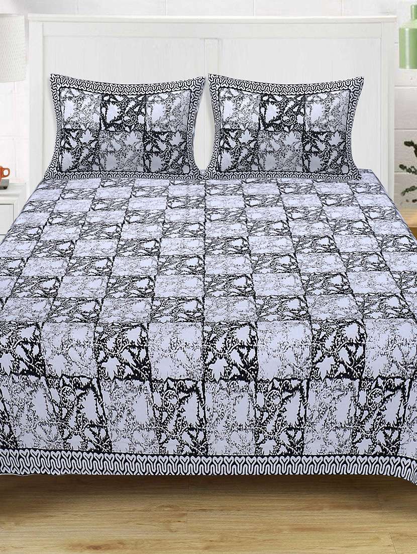texstylers 100% cotton 120x120 inches super king size jaipuri print bedsheet with 2 pillow covers