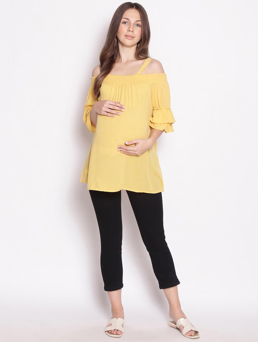cold shoulder solid maternity wear top - 17896834 - Standard Image - 3