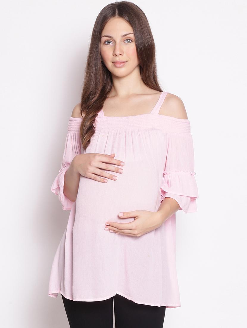 cold shoulder solid maternity wear top  - 17896836 -  Zoom Image - 0