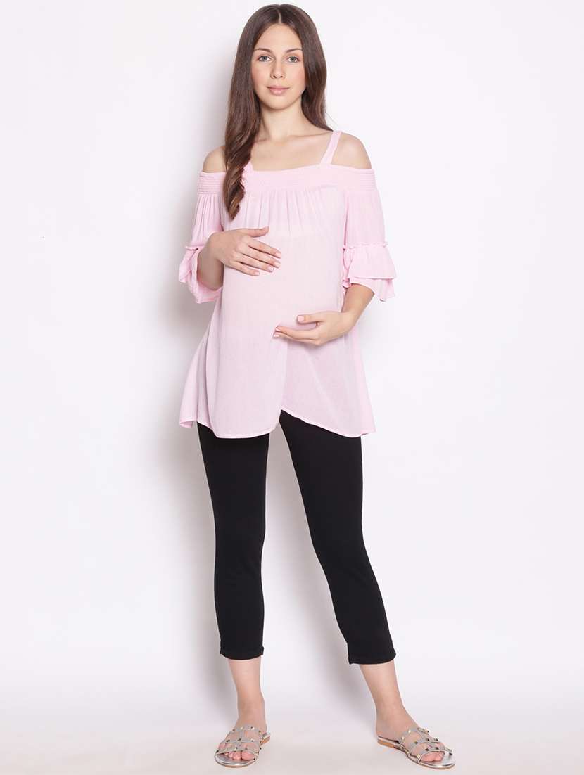 cold shoulder solid maternity wear top  - 17896836 -  Standard Image - 3