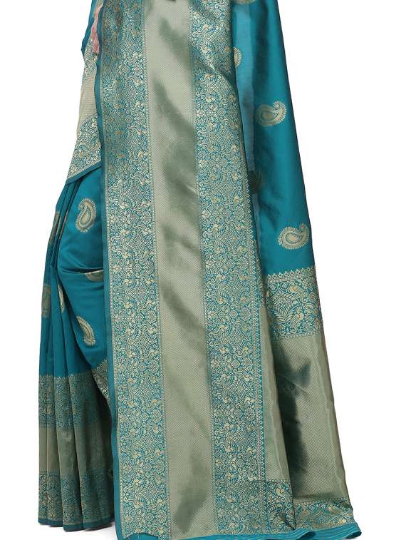 turquoise blue banarasi saree - 17897392 -  Standard Image - 3