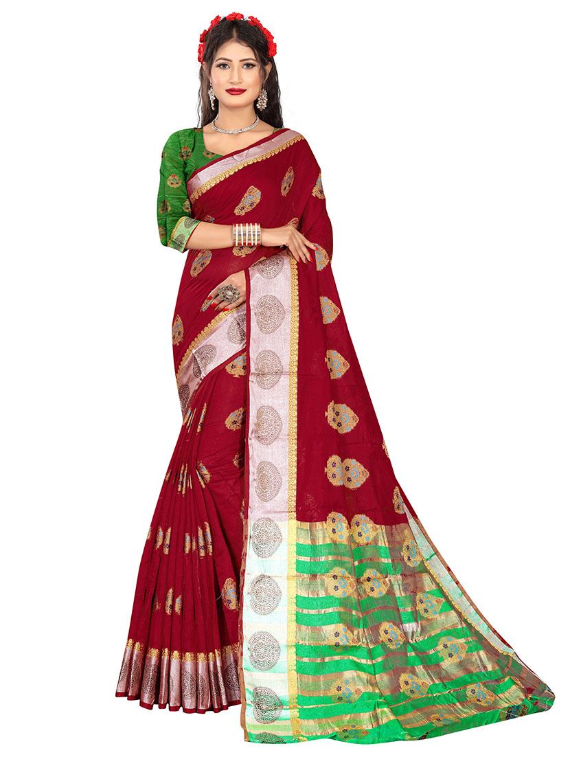 women's self design maroon colored saree - 17897397 - Zoom Image - 0