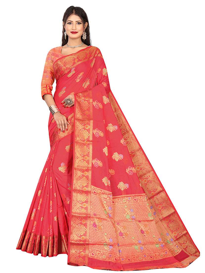 ethnic motifs handloom saree with blouse - 17897402 - Zoom Image - 0