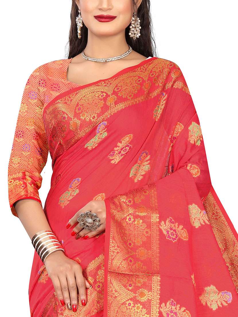 ethnic motifs handloom saree with blouse - 17897402 - Standard Image - 3