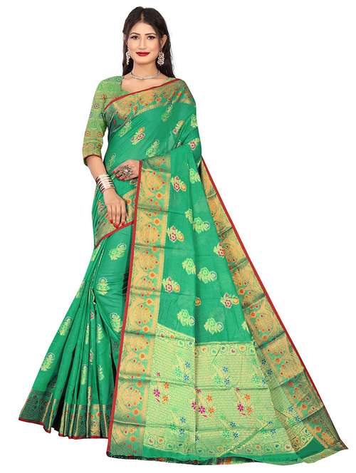 ethnic motifs handloom saree with blouse - 17897403 -  Standard Image - 0