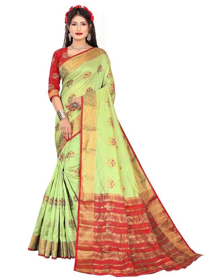 women's self design green colored saree with blouse - 17897407 - Zoom Image - 0