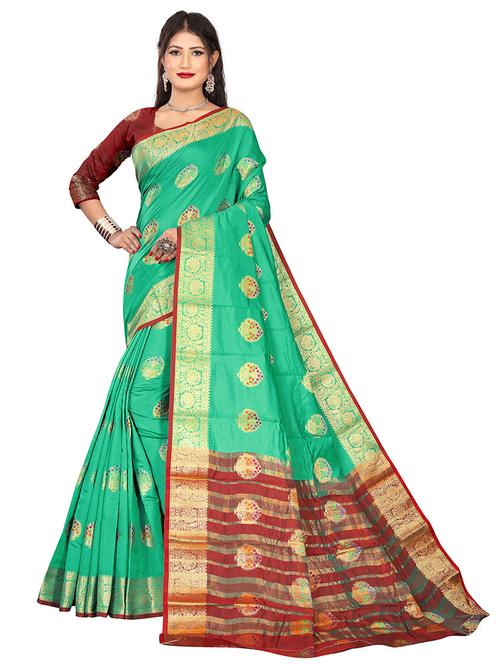 women's self design mint colored saree with blouse - 17897429 - Standard Image - 0