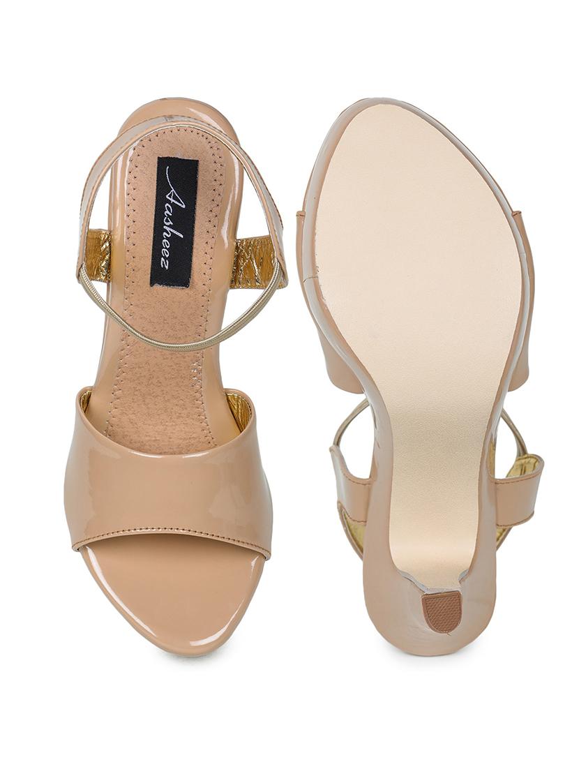 beige synthetic back strap sandals - 17900193 - Standard Image - 3