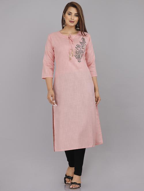 embossed work straight kurta - 17900966 - Standard Image - 0