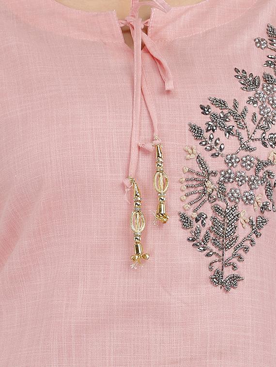embossed work straight kurta - 17900966 - Standard Image - 3