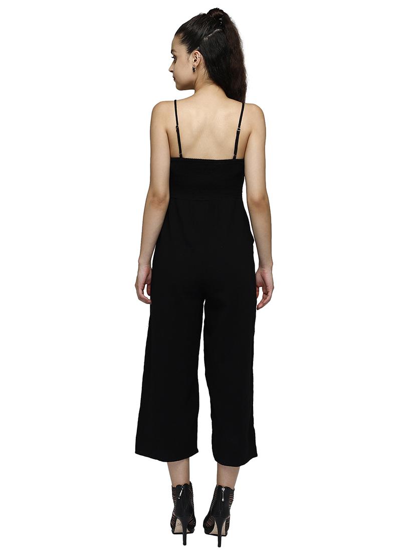 tie front solid jumpsuit - 17901091 - Standard Image - 3