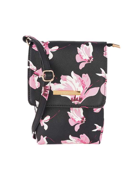 black floral regular sling bag