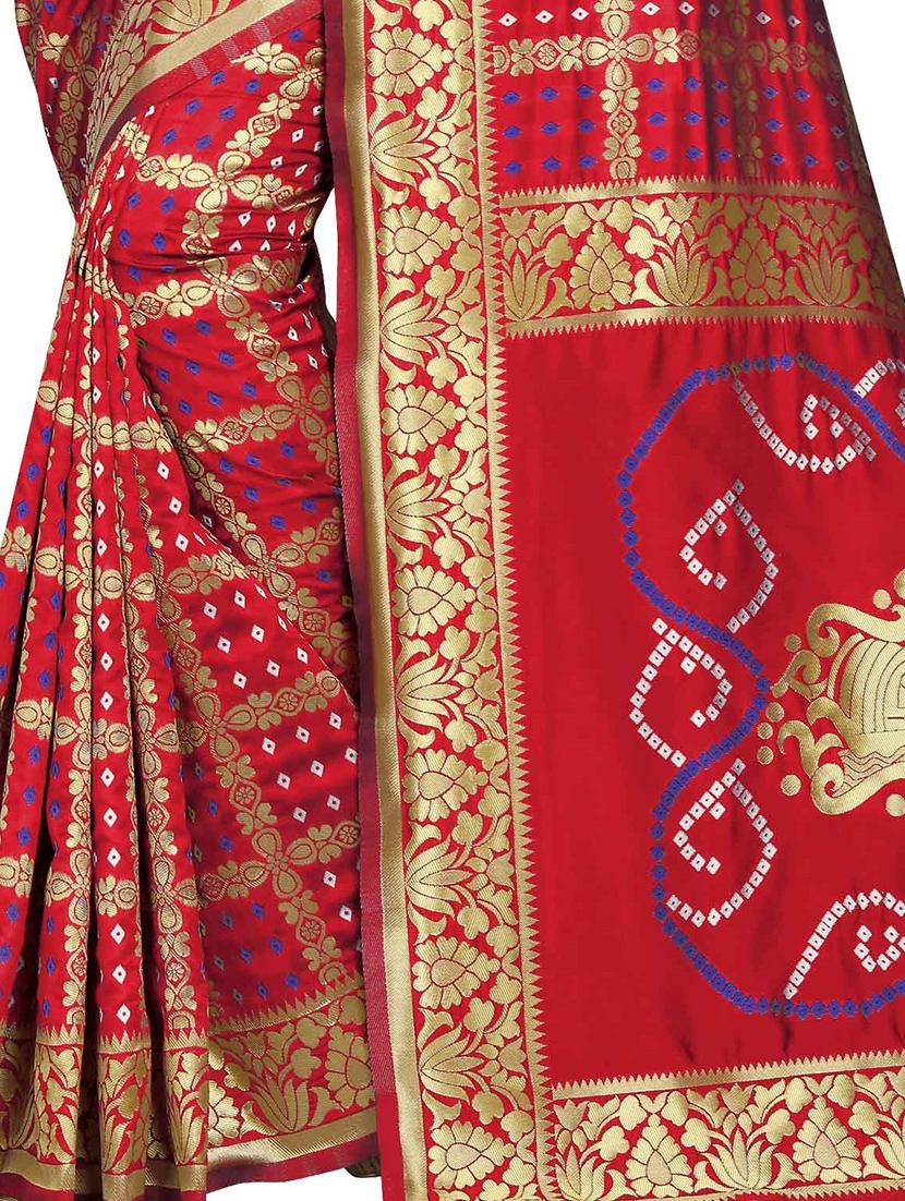 zari bandhani saree with blouse - 17902693 - Standard Image - 3