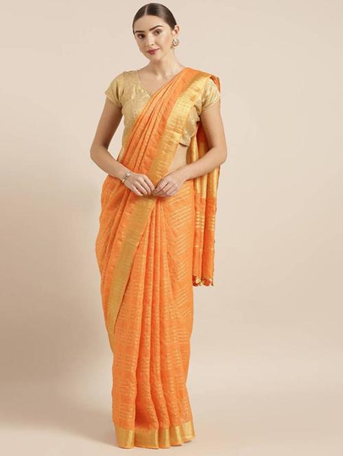 checkered woven saree with blouse - 17902864 - Standard Image - 0