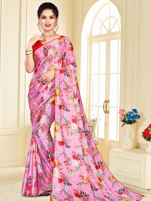 floral printed saree with blouse - 17902906 - Standard Image - 0