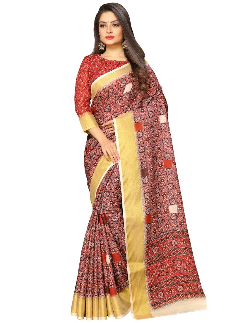 floral printed saree with blouse - 17902951 -  Zoom Image - 0