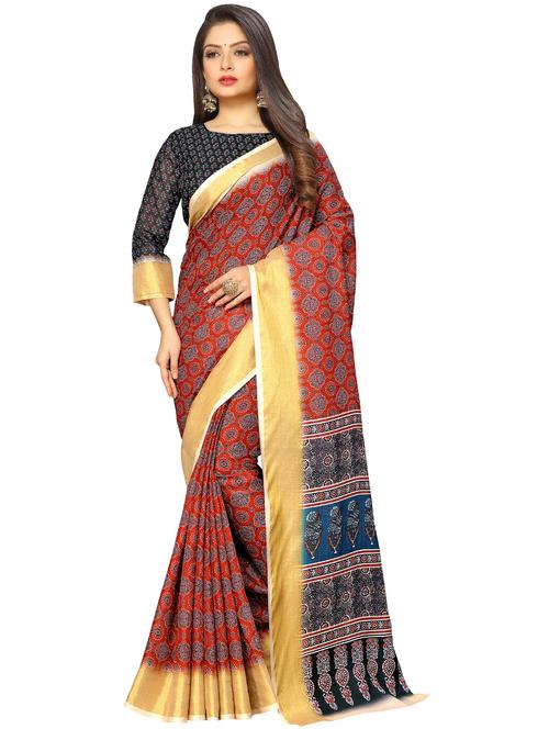 floral printed saree with blouse - 17902957 - Standard Image - 0