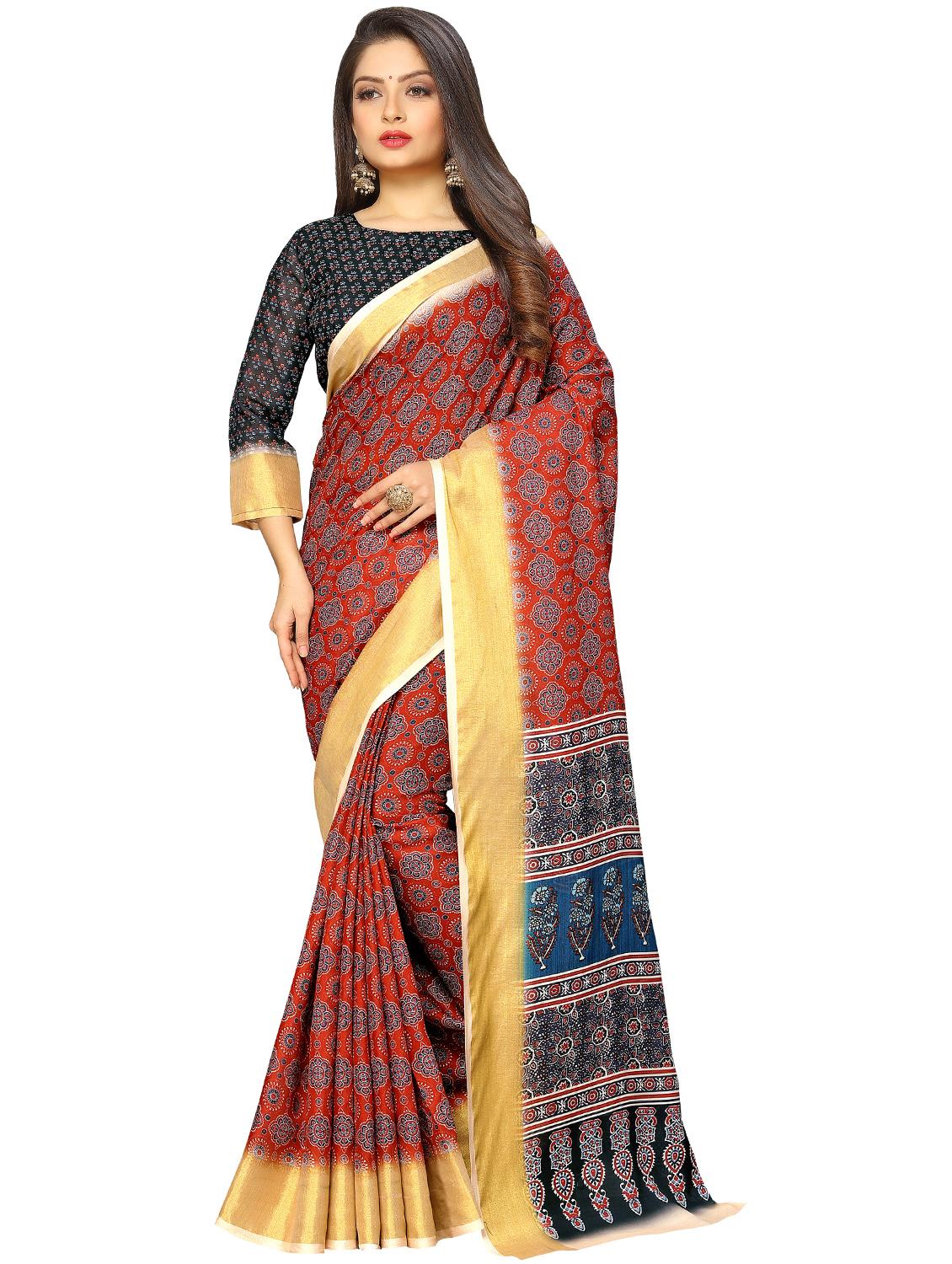 floral printed saree with blouse - 17902957 - Zoom Image - 0