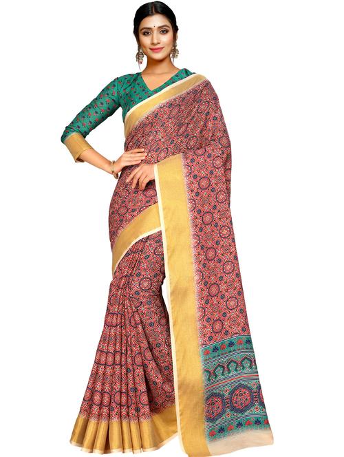 floral printed saree with blouse - 17902958 - Standard Image - 0