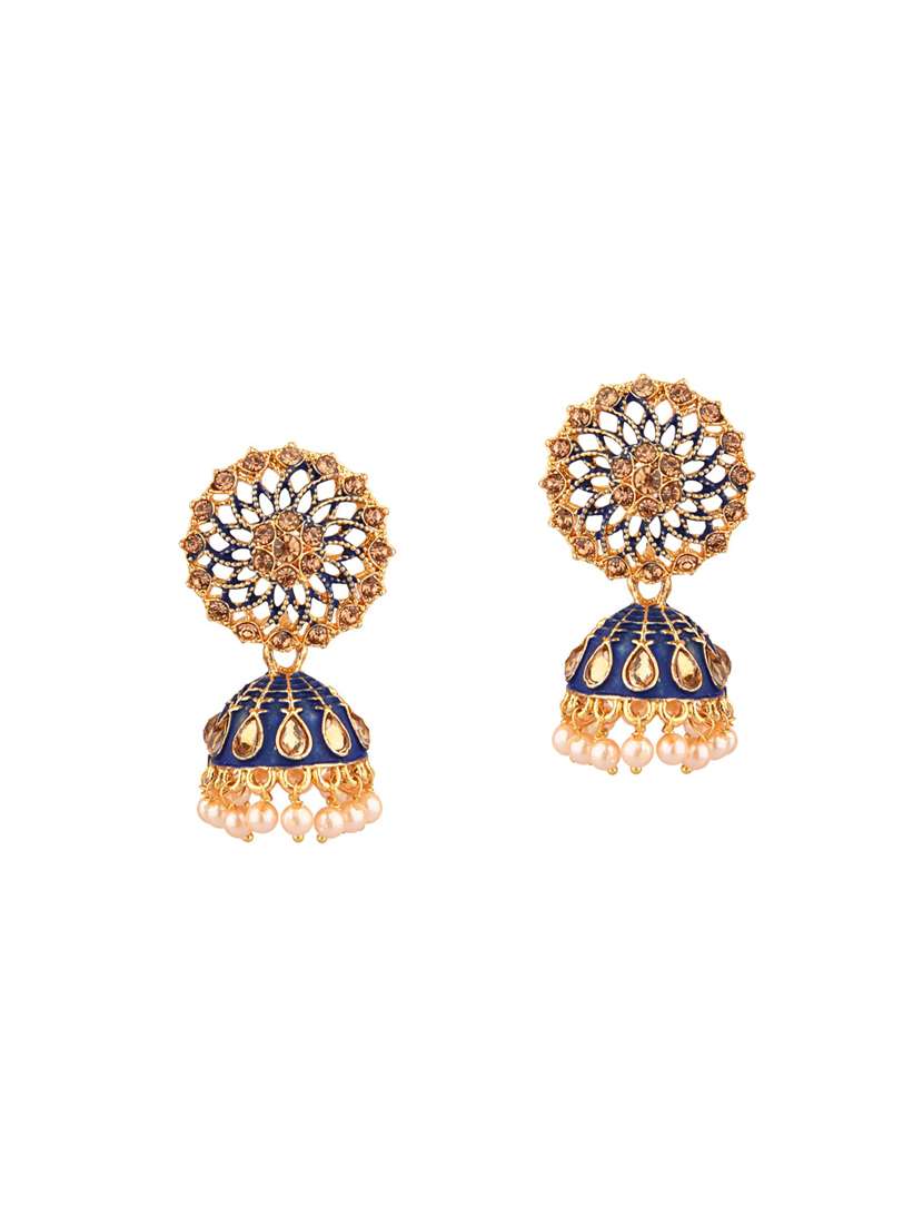 blue traditional antique jhumka earrings set  