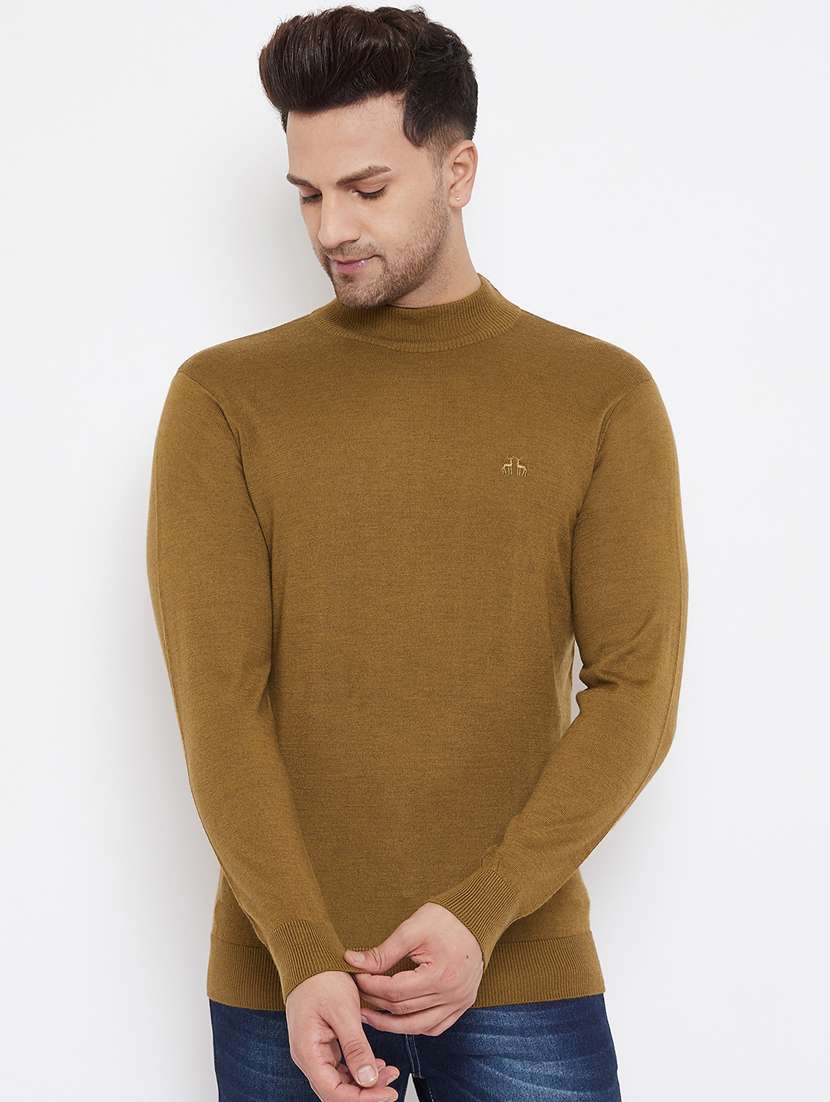 khaki solid pullover