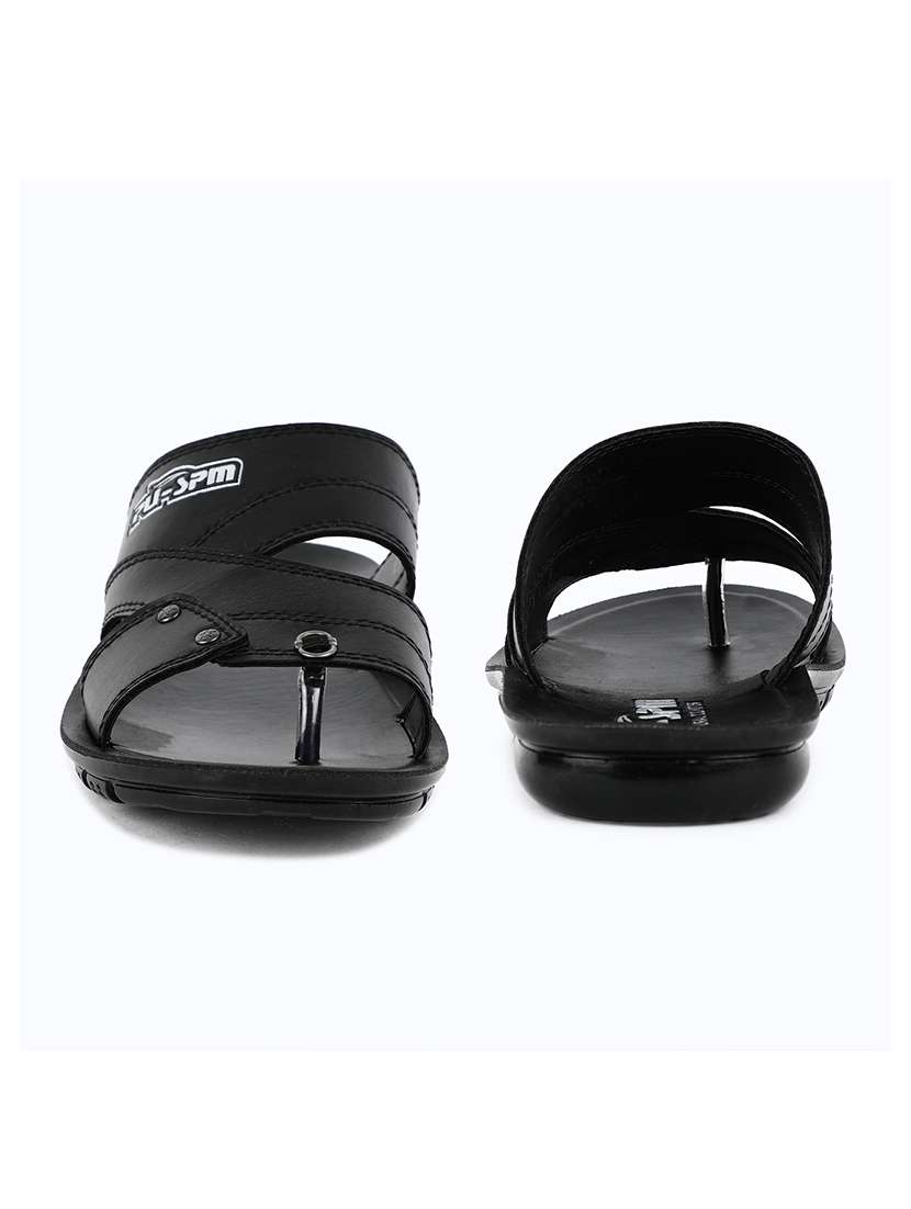black leatherette slip on sandals - 17905841 -  Standard Image - 3