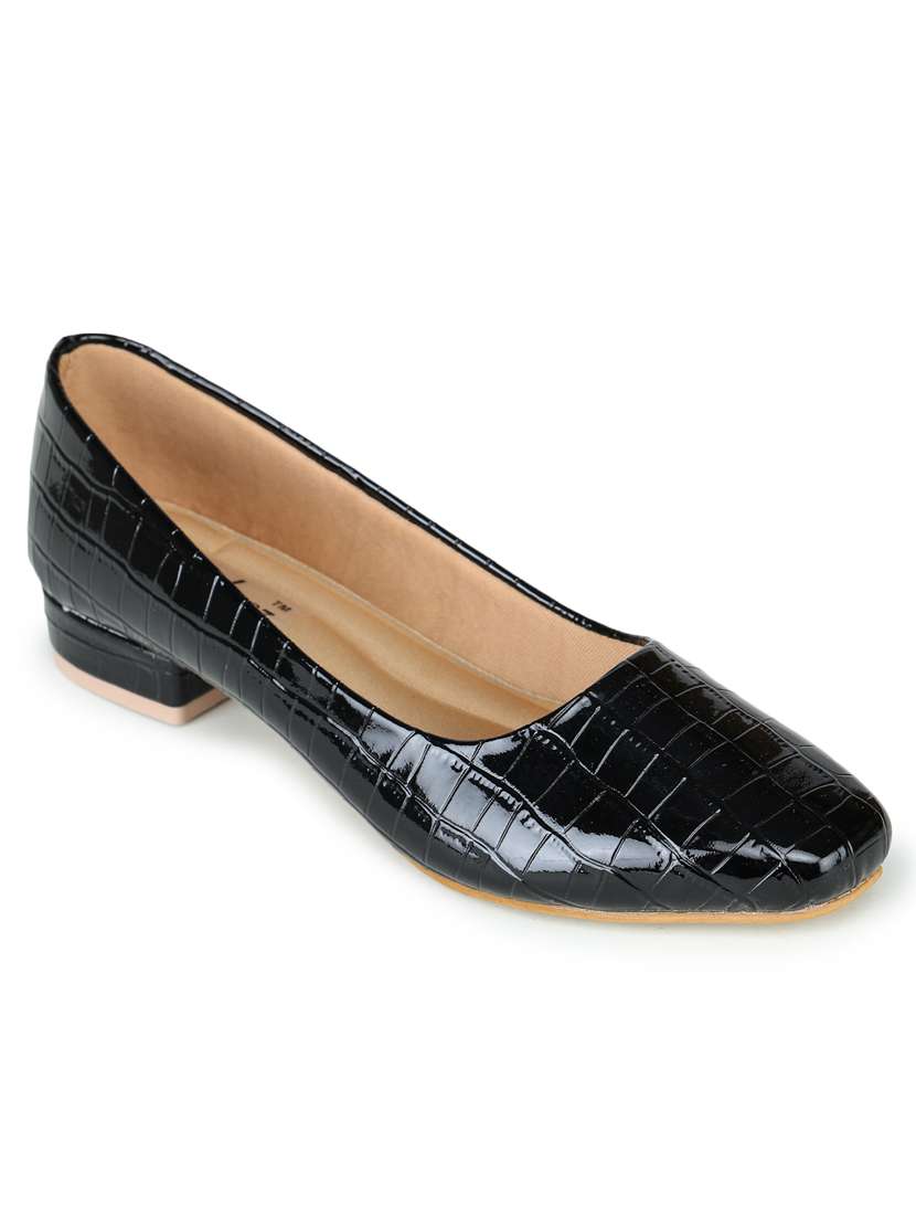 black leatherette slip on ballerina