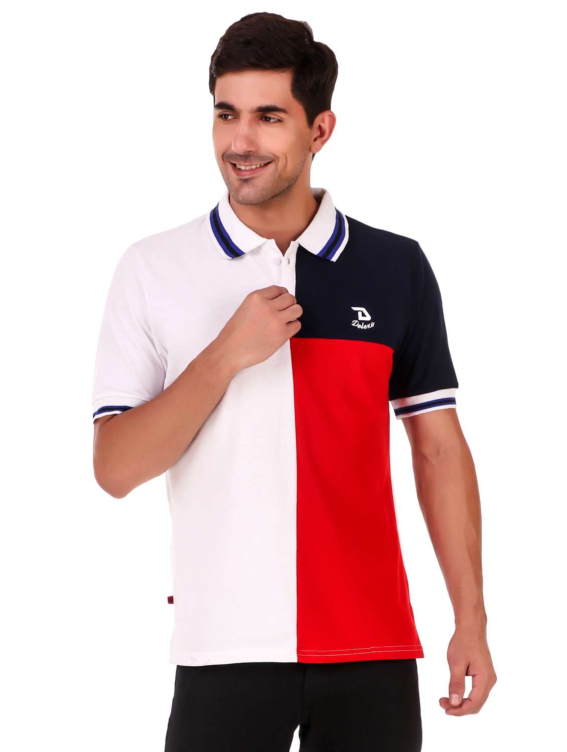 white color block polo t-shirt
