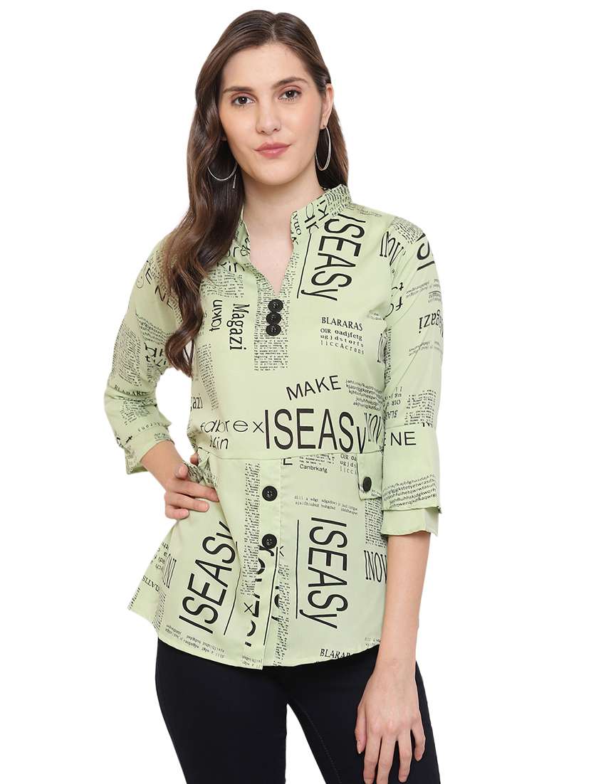 women's straight mandarin neck top