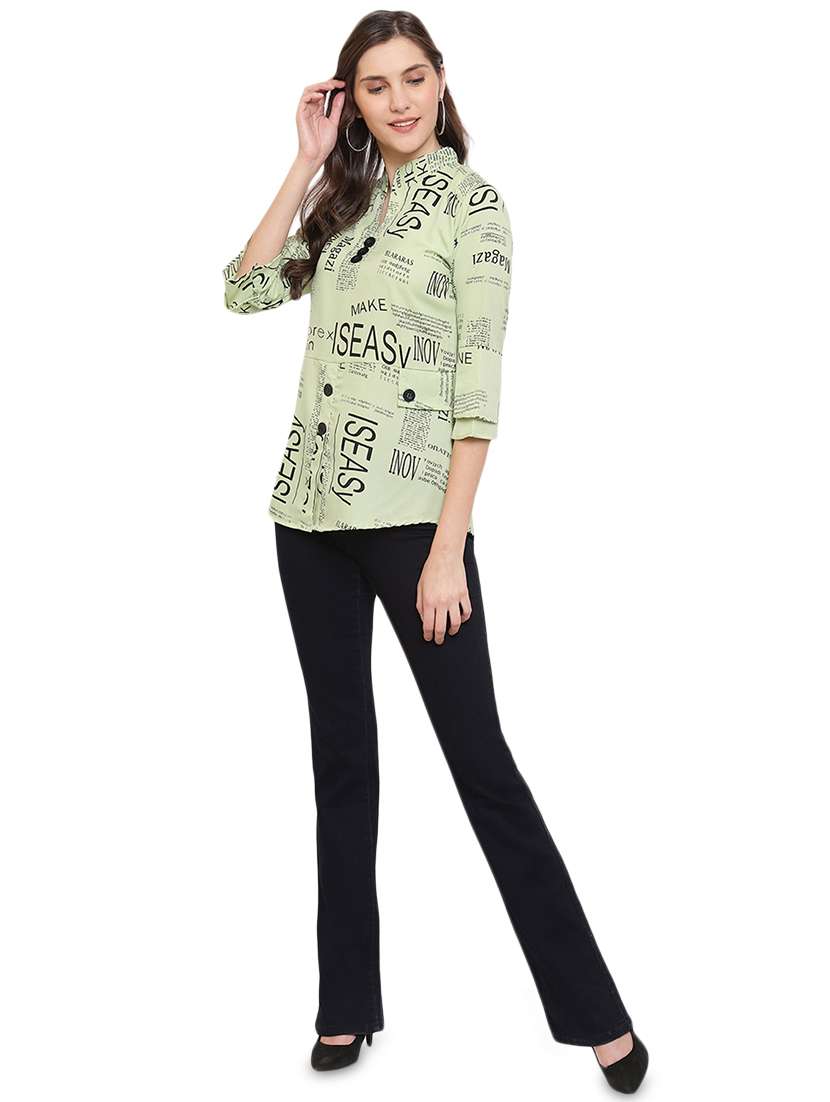 women's straight mandarin neck top - 17906273 -  Standard Image - 3