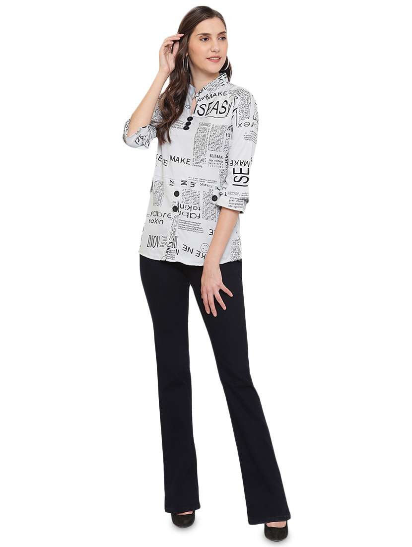 women's straight mandarin neck top - 17906274 -  Standard Image - 3
