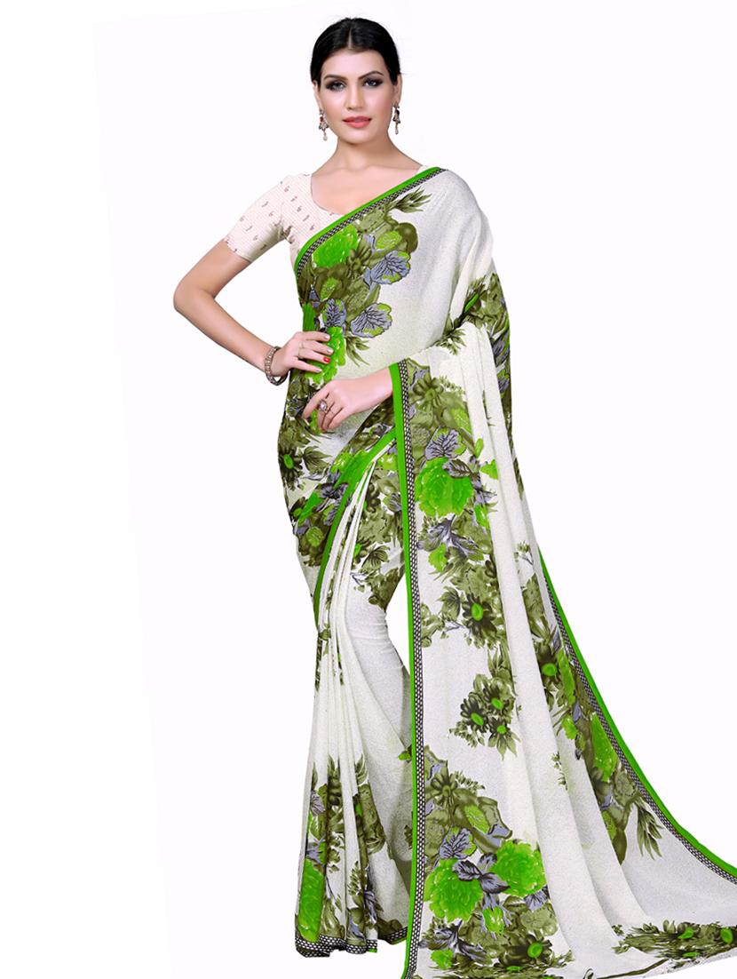 floral printed saree with blouse - 17906301 -  Zoom Image - 0