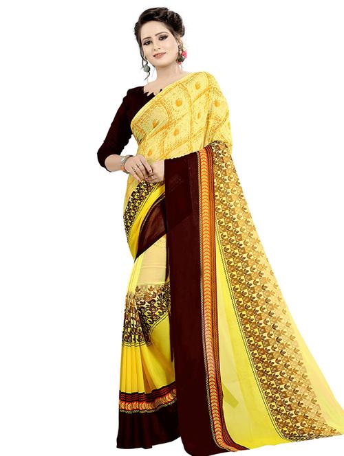 geometrical printed saree with blouse - 17906314 - Standard Image - 0