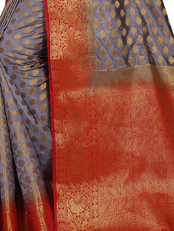 zari work kanjivaram saree with blouse - 17907629 - Standard Image - 3
