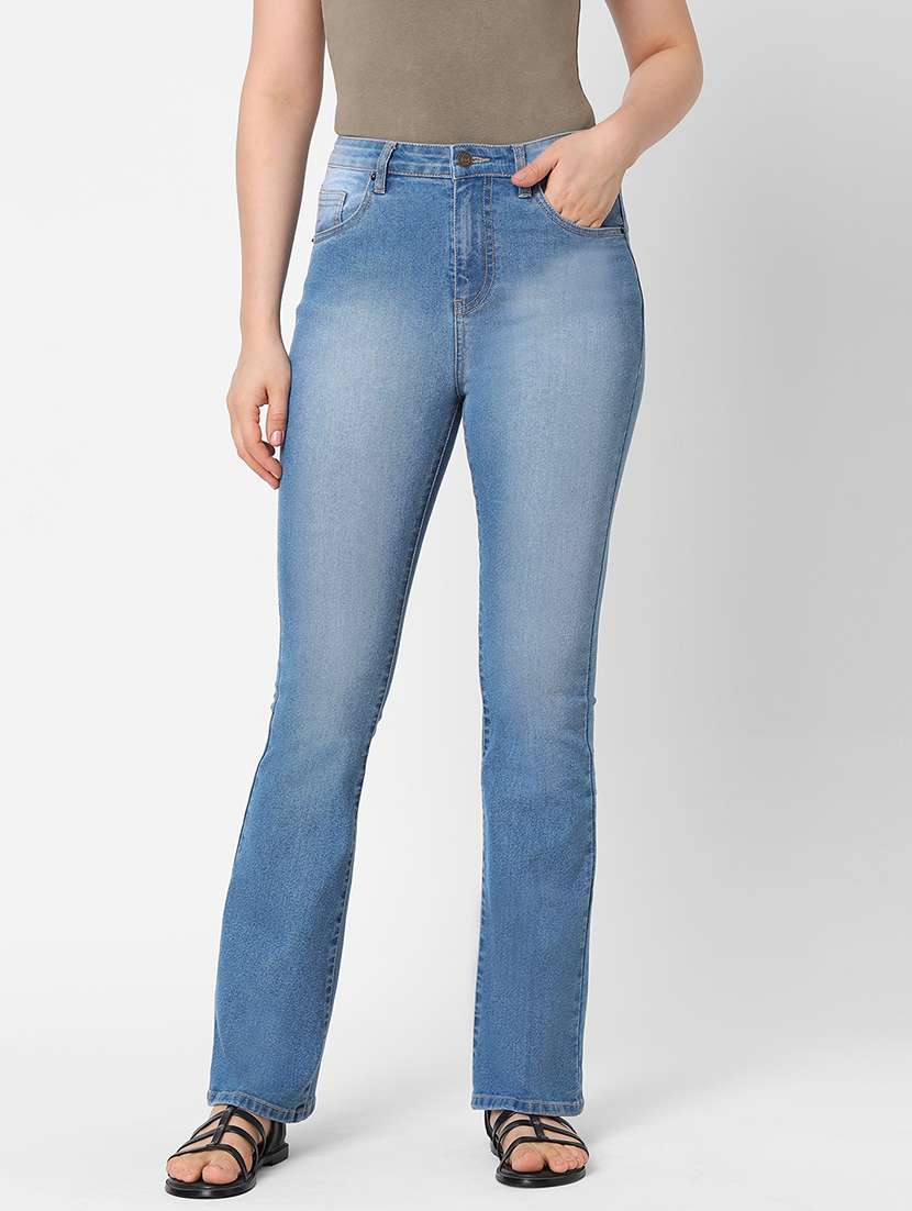 mid rise stone washed jean