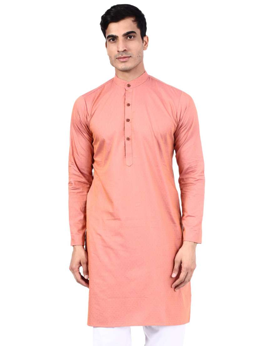 peach self design long kurta