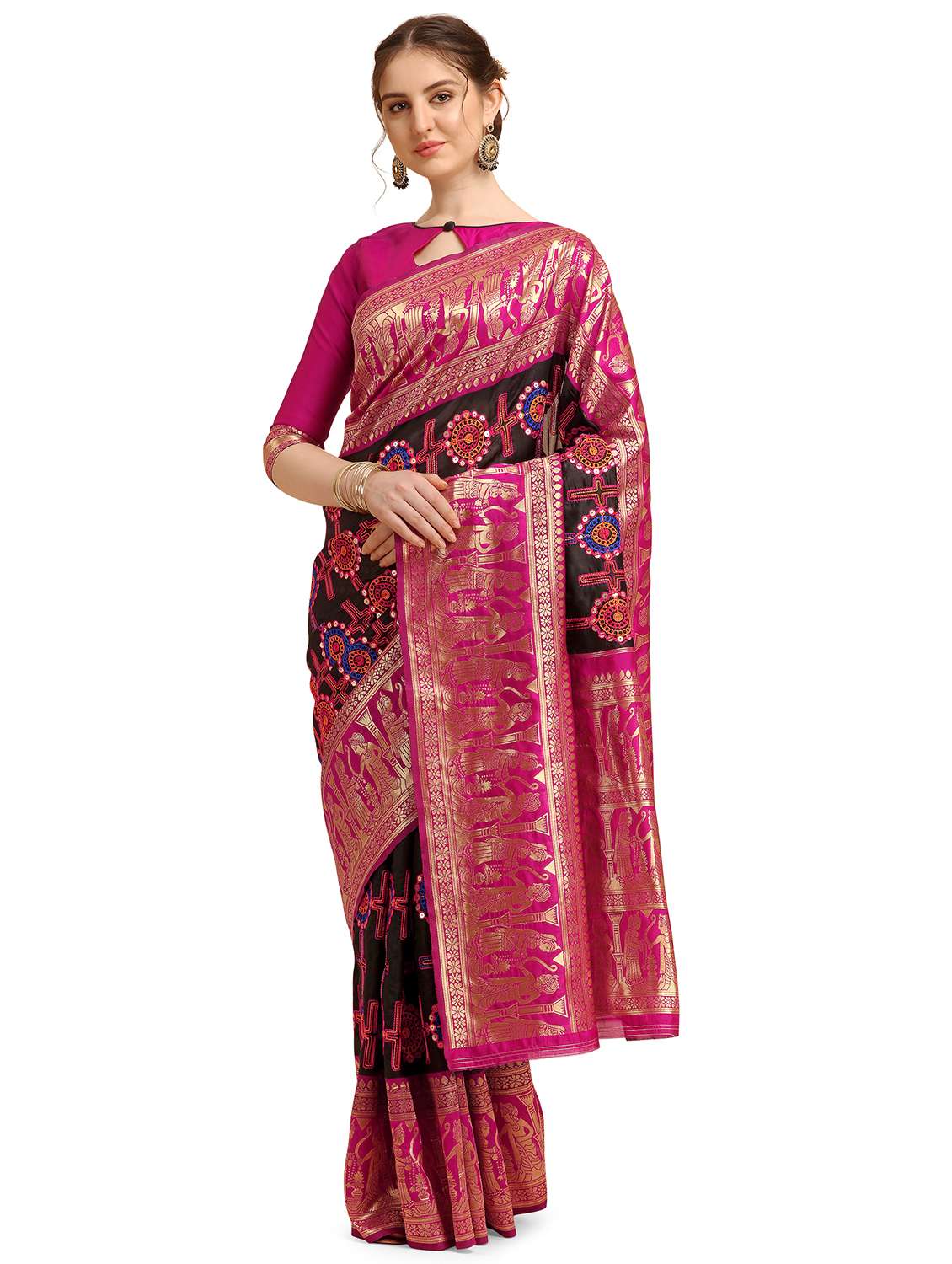 women's embroidered saree with blouse