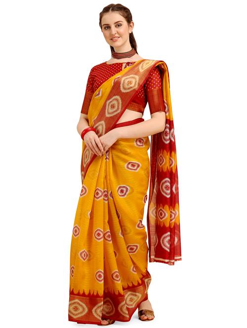 ikat printed saree with blouse - 17908169 - Standard Image - 0