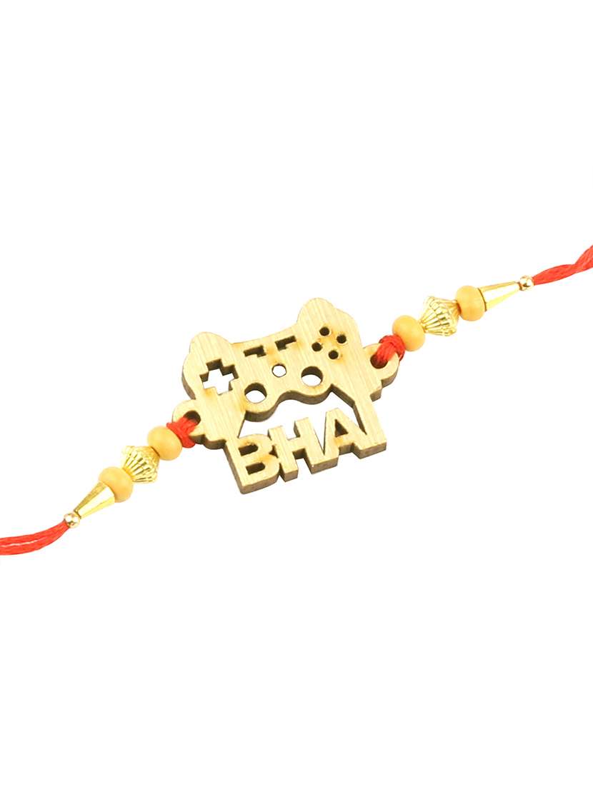 set of 2 thread rakhi with roli chawal and greeting card - 17909869 - Standard Image - 3