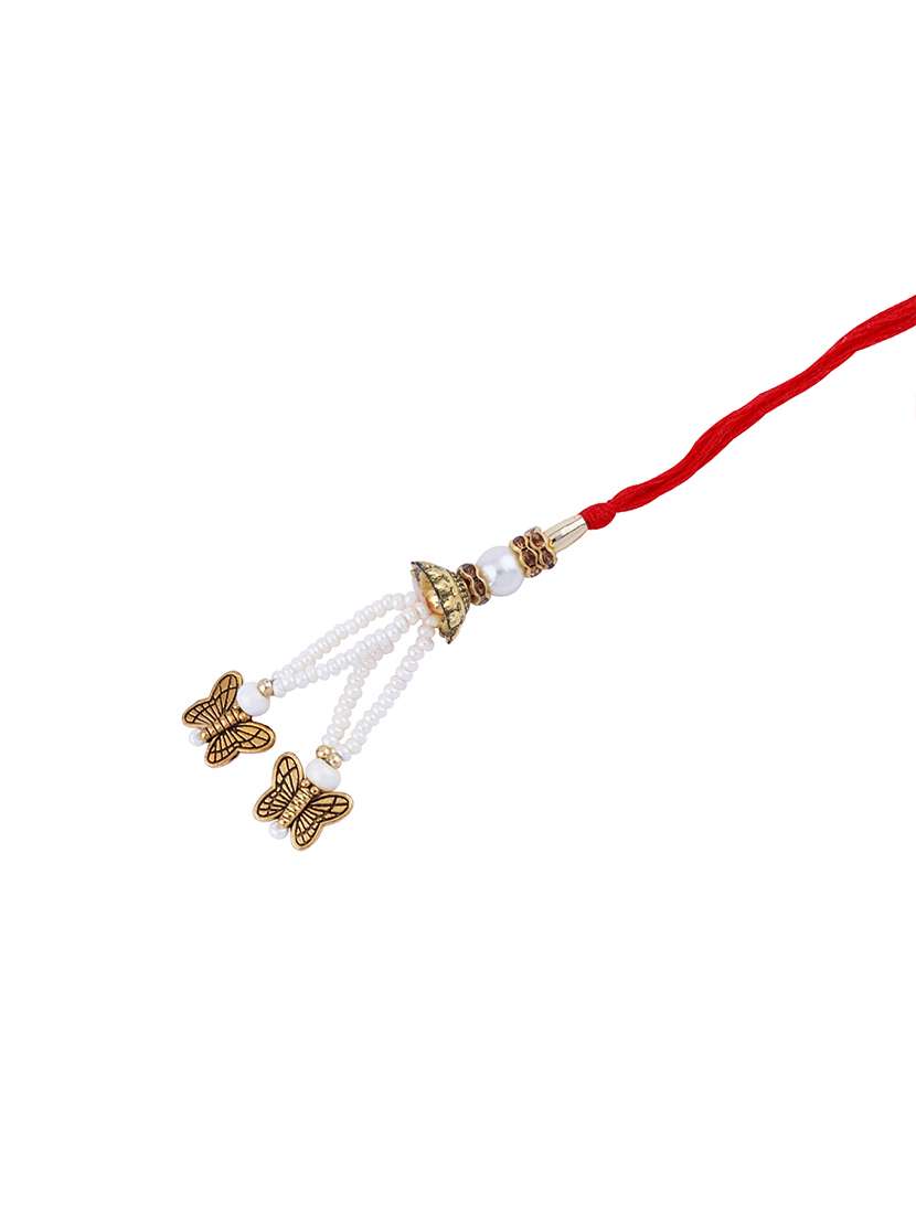 set of 2 thread rakhi with roli chawal and greeting card - 17909878 - Standard Image - 3