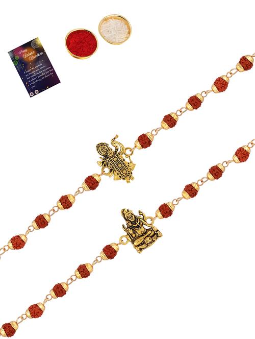 set of 2 rakhi with roli chawal and greeting card - 17909925 -  Standard Image - 0