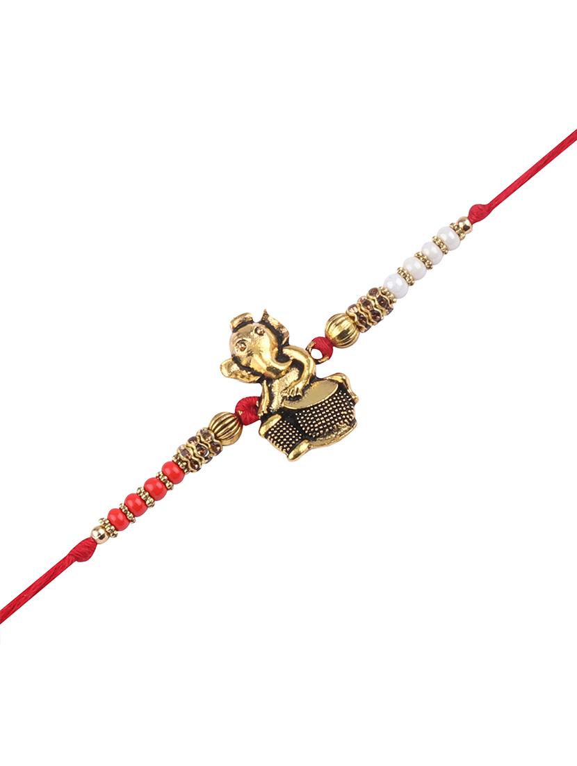 set of 2 rakhi with roli chawal and greeting card - 17909937 - Standard Image - 3