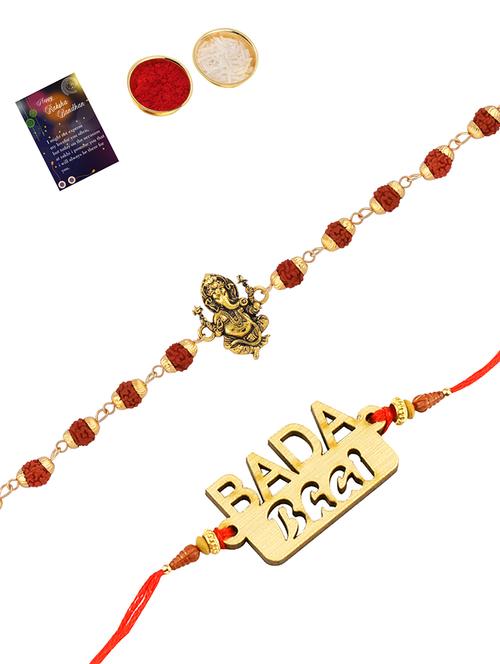 set of 2 rakhi with roli chawal and greeting card - 17909949 - Standard Image - 0
