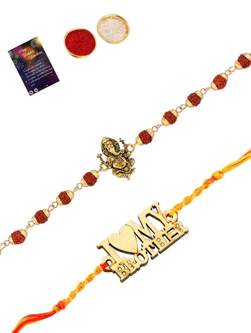 set of 2 rakhi with roli chawal and greeting card - 17909952 -  Standard Image - 0